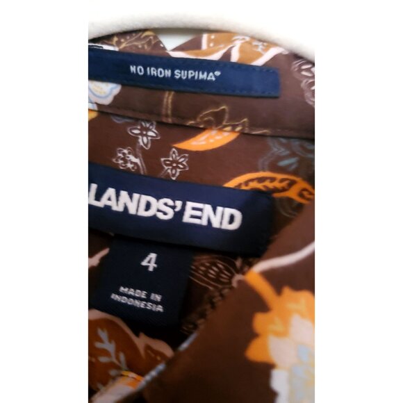 Lands End Womens No Iron Supima Cotton Floral Button-Up Shirt Size 4 - Picture 5 of 10